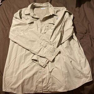 Columbia PFG Men's Tan Long Sleeve Button Front Collared Shirt Size XXL